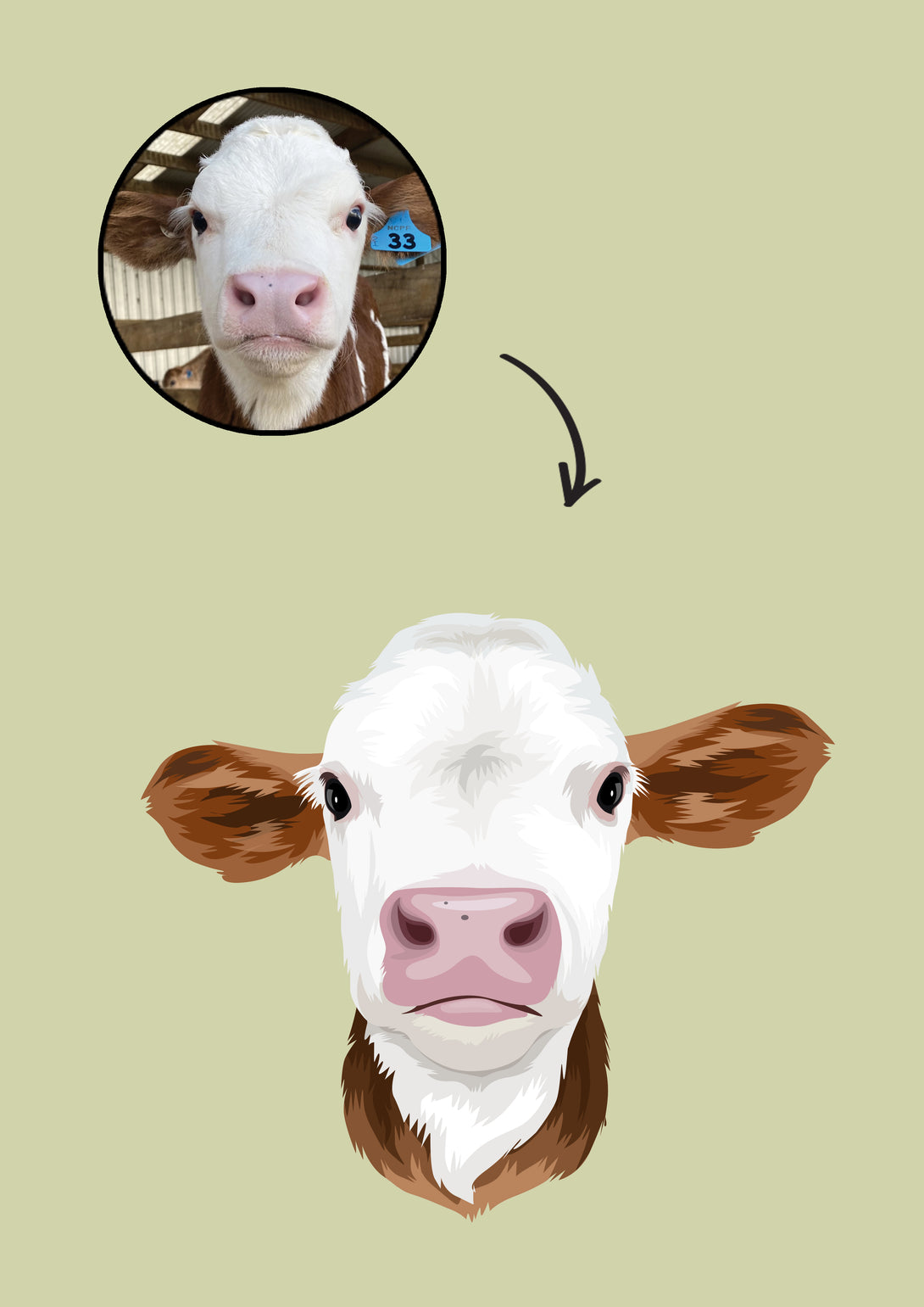 cow custom pet portrait gift